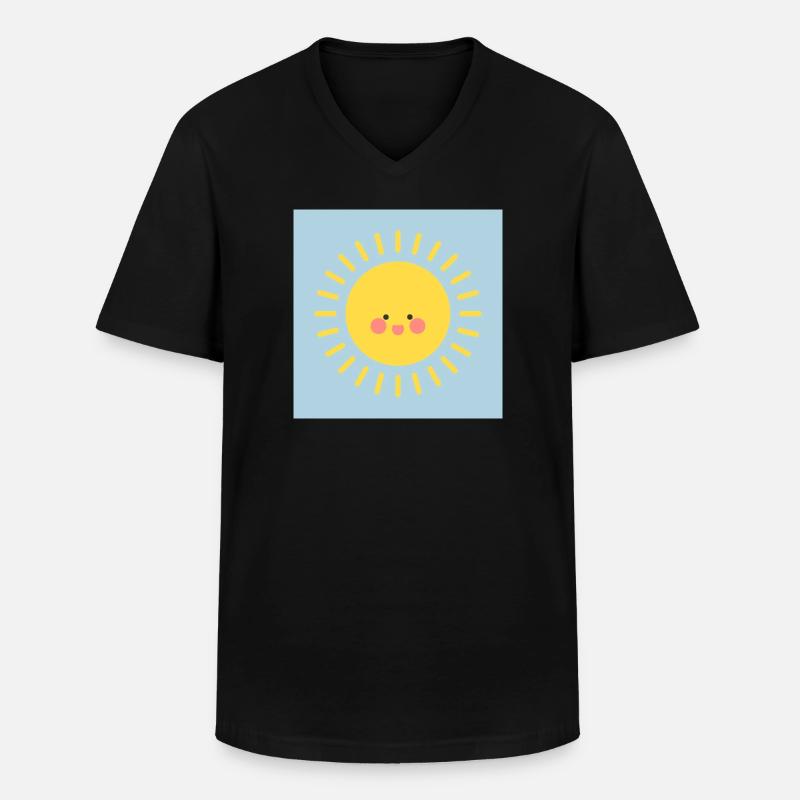J.H - Männer-T-Shirt mit V-Ausschnitt - Schwarz