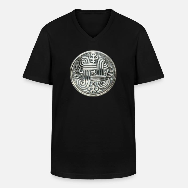 Kaleva Silber Ornament - Männer-T-Shirt mit V-Ausschnitt - Schwarz