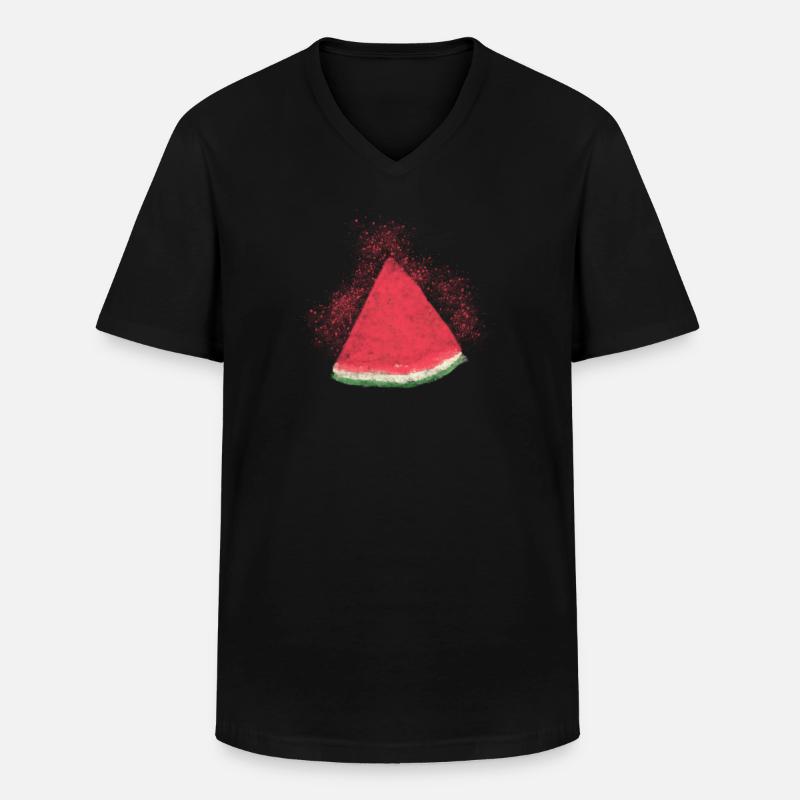 Pastèque, Pastèque, Melon, Aquarelle - T-shirt col V Homme - noir