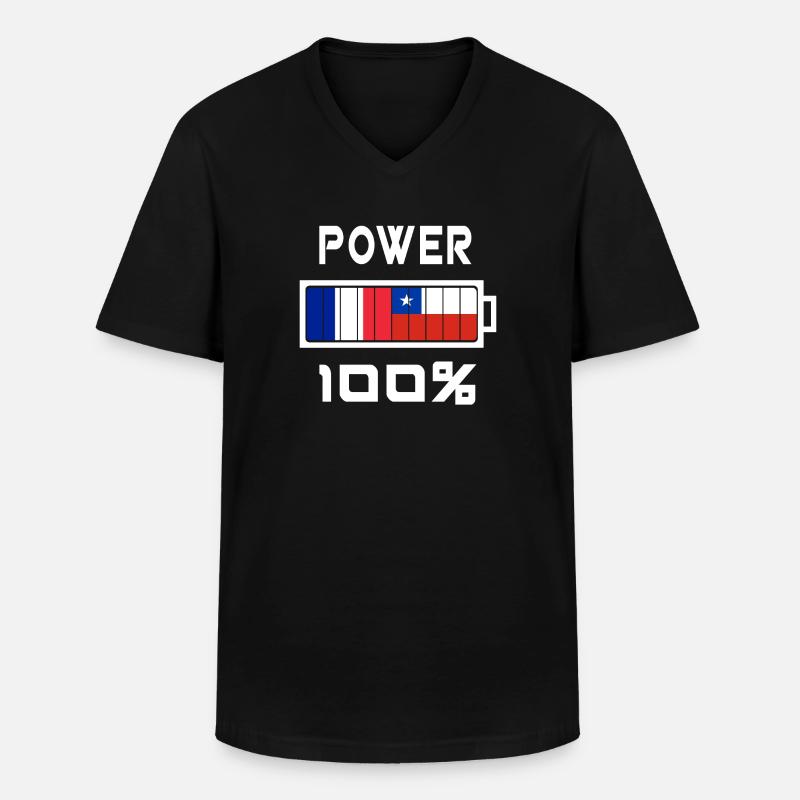 Chile und Frankreich machen 100% - Männer-T-Shirt mit V-Ausschnitt - Schwarz