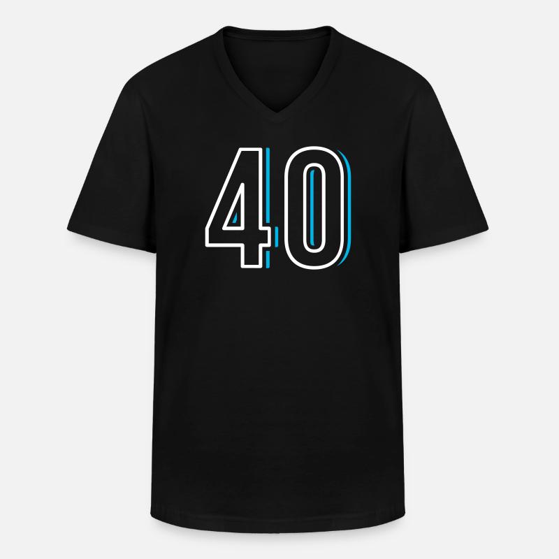 Nummer 40 - Vierzig - Männer-T-Shirt mit V-Ausschnitt - Schwarz