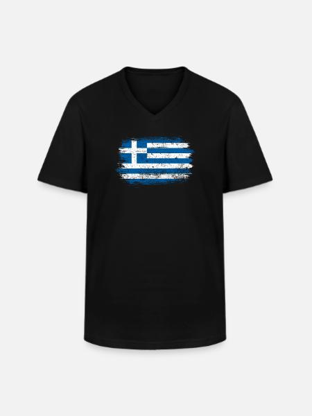 Brushed Greek Flag - Men's V-Neck T-Shirt - black