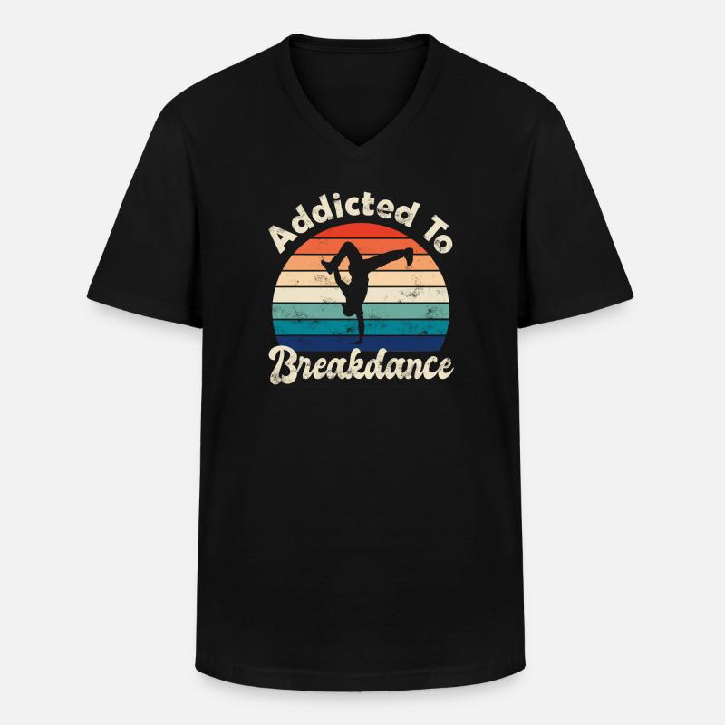 Breakdance - Maglietta da uomo classica con scollo a V - nero