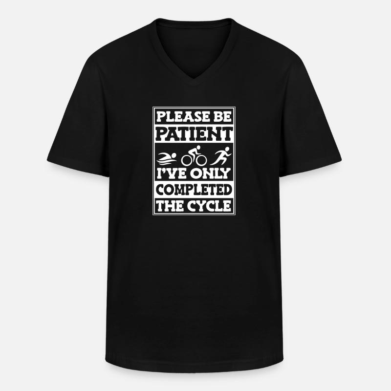 Triathlon - Männer-T-Shirt mit V-Ausschnitt - Schwarz