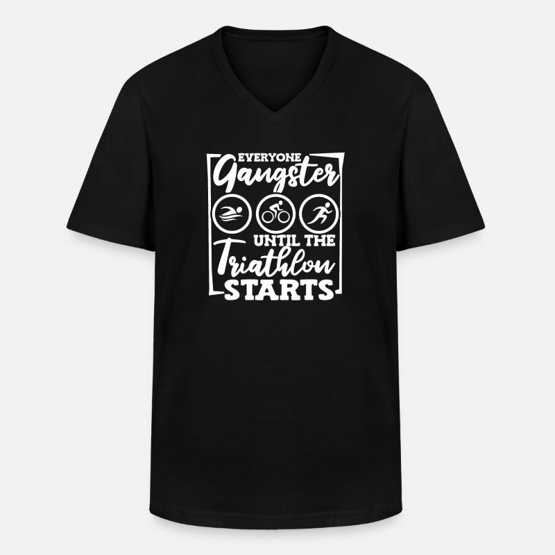 Triathlon - Männer-T-Shirt mit V-Ausschnitt - Schwarz