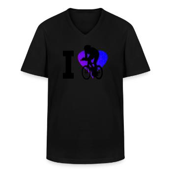 Men's Road Bike Roadbike Racing Bike Racing Cycling - Men's V-Neck T-Shirt - black - Front - AI Model Male 178 dark (178cm)