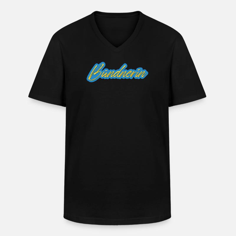 Bündnerin Neon Script - Männer-T-Shirt mit V-Ausschnitt - Schwarz