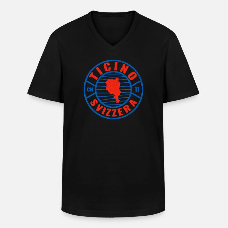Ticino Schweiz Emblem Kreis Design - Männer-T-Shirt mit V-Ausschnitt - Schwarz