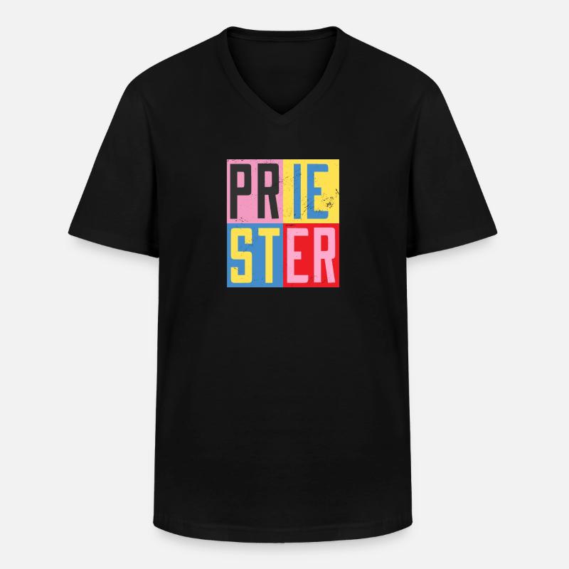 Priester Design - Männer-T-Shirt mit V-Ausschnitt - Schwarz