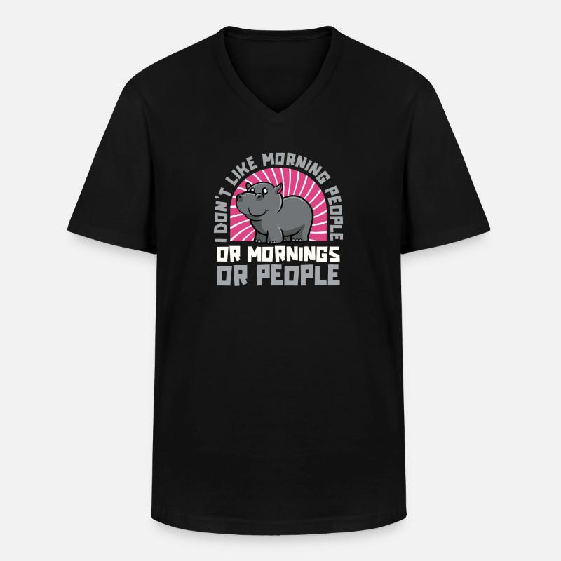 Nilpferd Hippo Flusspferd - Männer-T-Shirt mit V-Ausschnitt - Schwarz