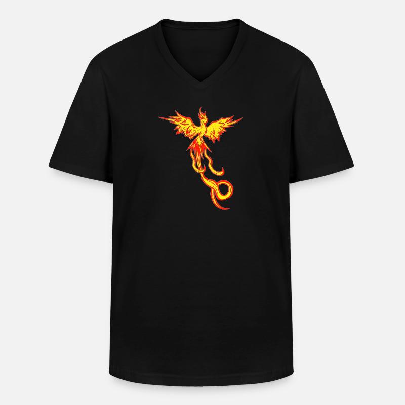 Feuervogel, fliegendes feuerwesen seite - Männer-T-Shirt mit V-Ausschnitt - Schwarz