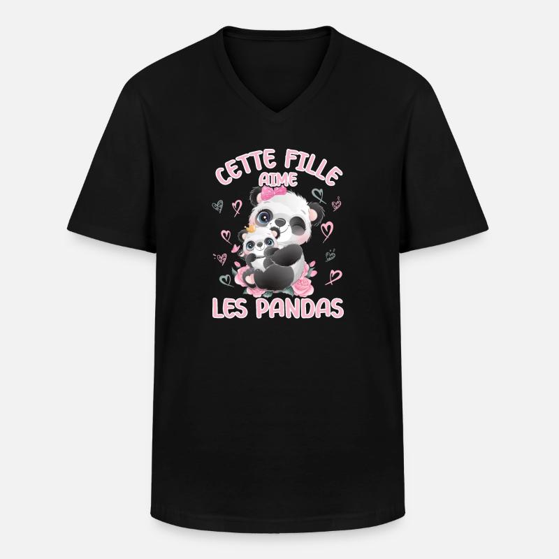 Dieses Mädchen Liebt Pandas - Männer-T-Shirt mit V-Ausschnitt - Schwarz