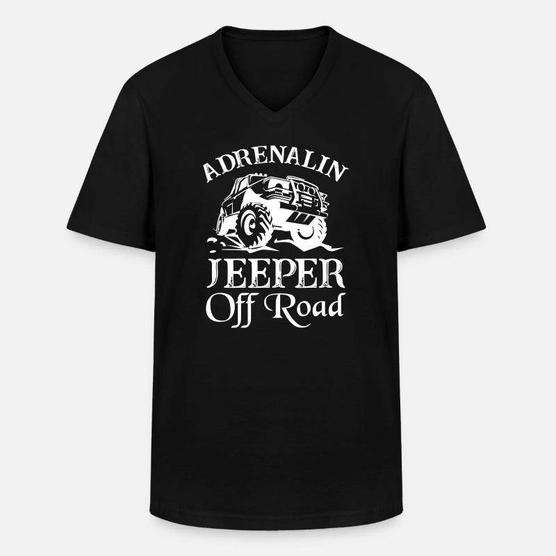 Adrenalin Jeeper Off Road - Männer-T-Shirt mit V-Ausschnitt - Schwarz