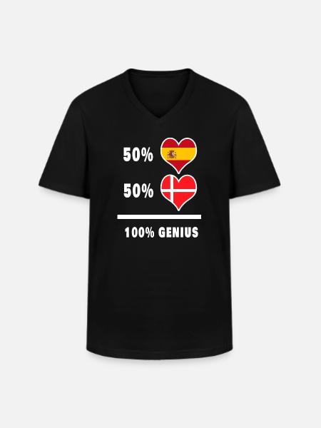 Denmark and Spain Genius / gift - Men's V-Neck T-Shirt - black