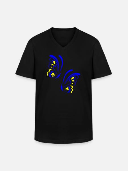 Papillons - T-shirt col V Homme - noir