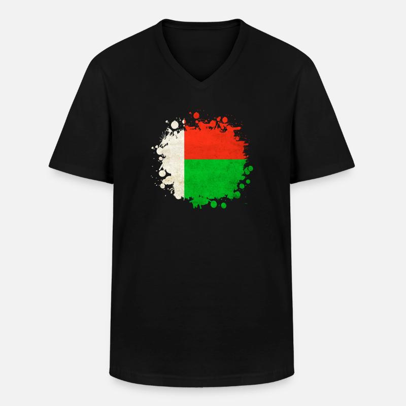 Madagaskar Flaggen Klecks - Männer-T-Shirt mit V-Ausschnitt - Schwarz