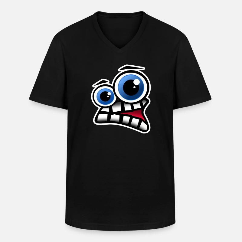 Gesicht Comic - Männer-T-Shirt mit V-Ausschnitt - Schwarz
