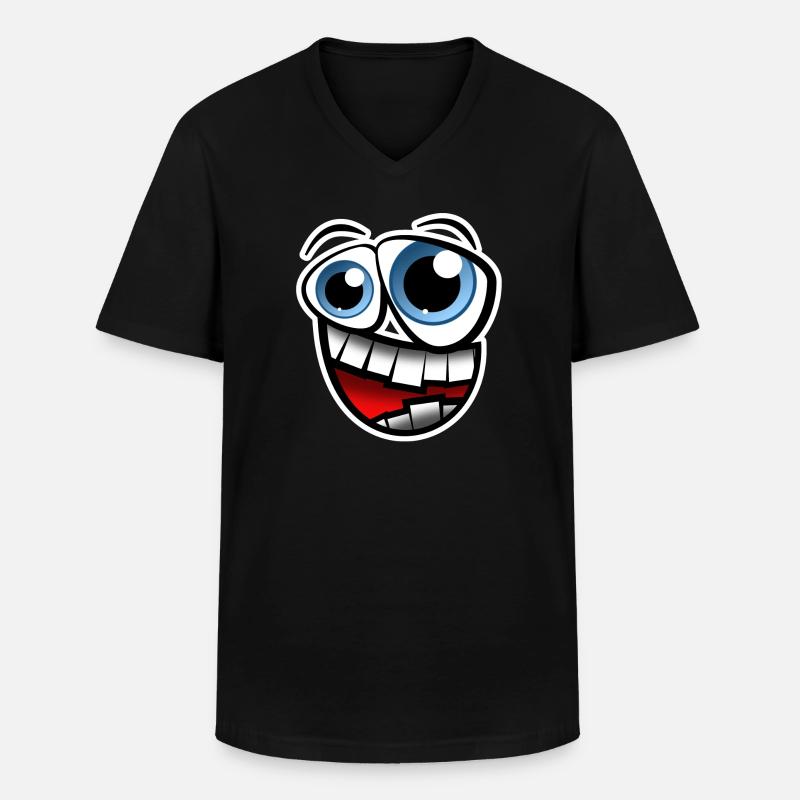 Gesicht Comic - Männer-T-Shirt mit V-Ausschnitt - Schwarz