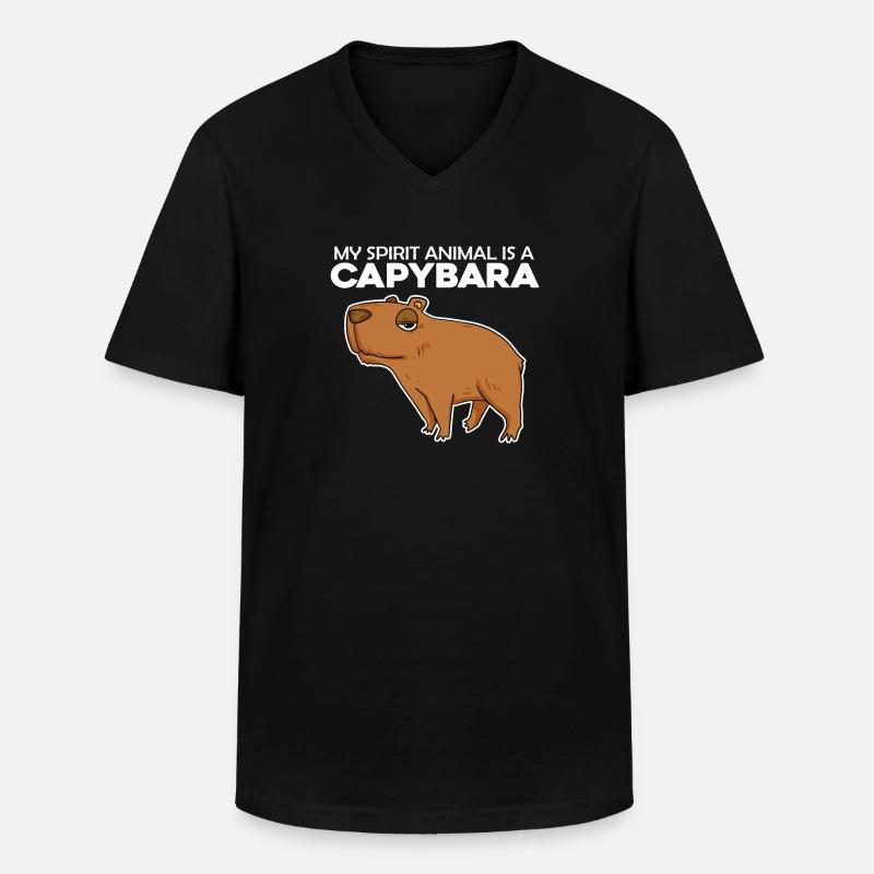 Capybara Wasserschwein - Männer-T-Shirt mit V-Ausschnitt - Schwarz