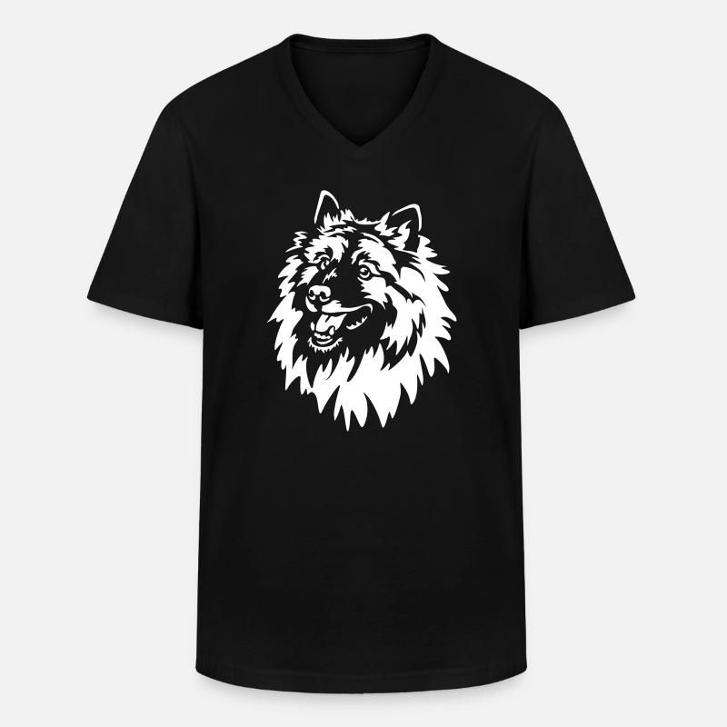 Wolfsspitz Kopf "Black Edition" - Männer-T-Shirt mit V-Ausschnitt - Schwarz