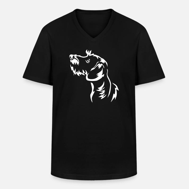 Dackel Kopf "Black Edition" - Männer-T-Shirt mit V-Ausschnitt - Schwarz