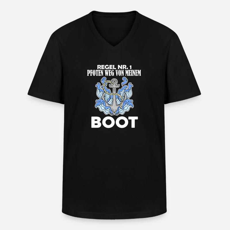Motorboot Kapitän Boot - Regel - Männer-T-Shirt mit V-Ausschnitt - Schwarz