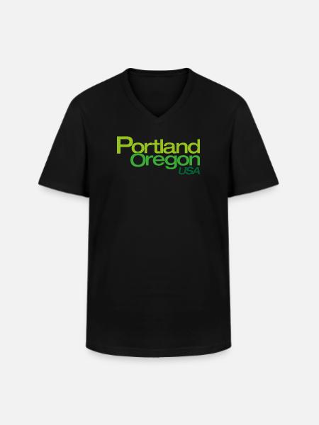 Portland Gradient City Logo - T-shirt col V Homme - noir