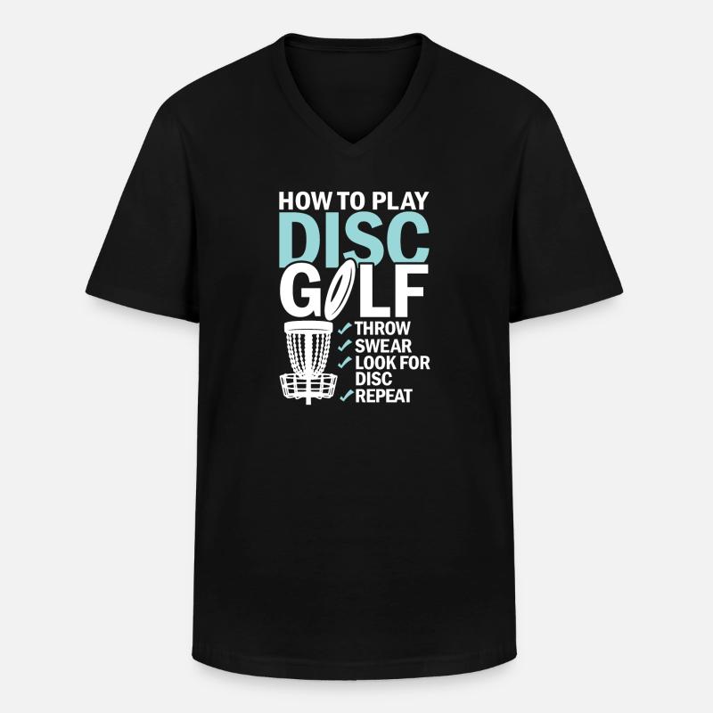 Discgolf Lernen Motivation Design - Männer-T-Shirt mit V-Ausschnitt - Schwarz