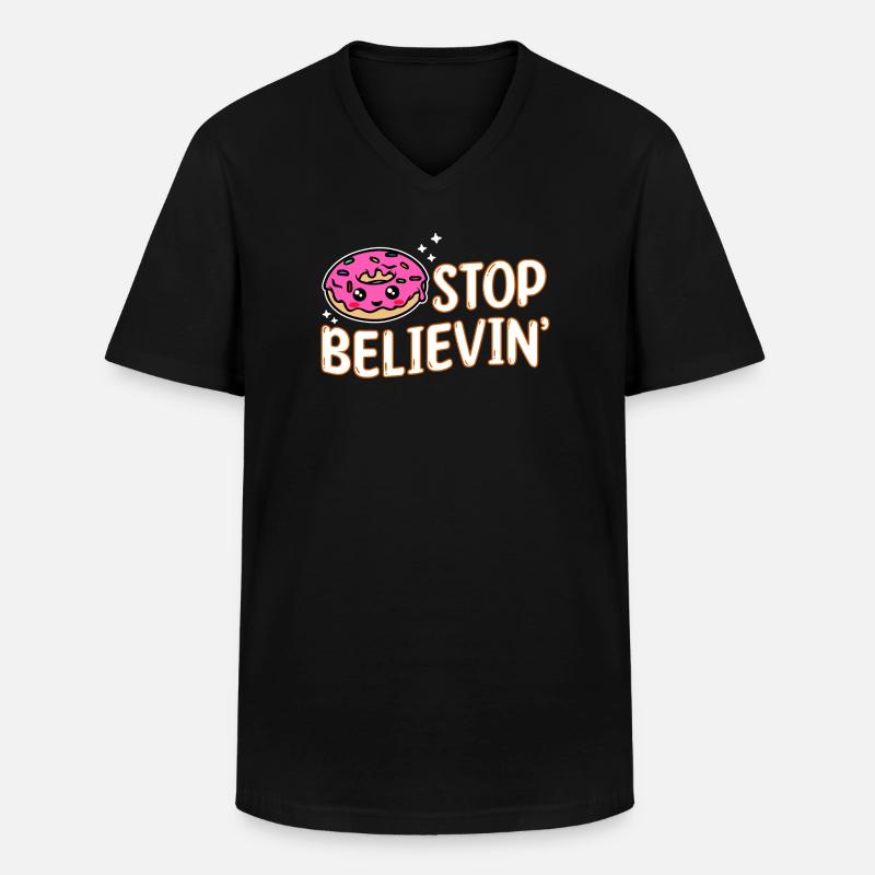 Donut Statement Naschen Backen Nachspeise Lecker - Männer-T-Shirt mit V-Ausschnitt - Schwarz