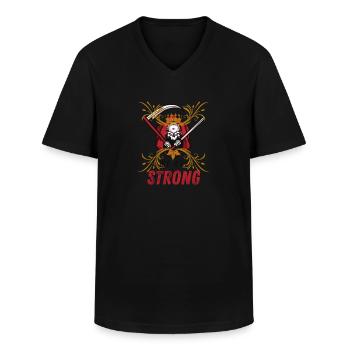 Guerrier Squelette avec Couronne - T-shirt col V Homme - noir - Devant - AI Model Male 178 dark (178cm)