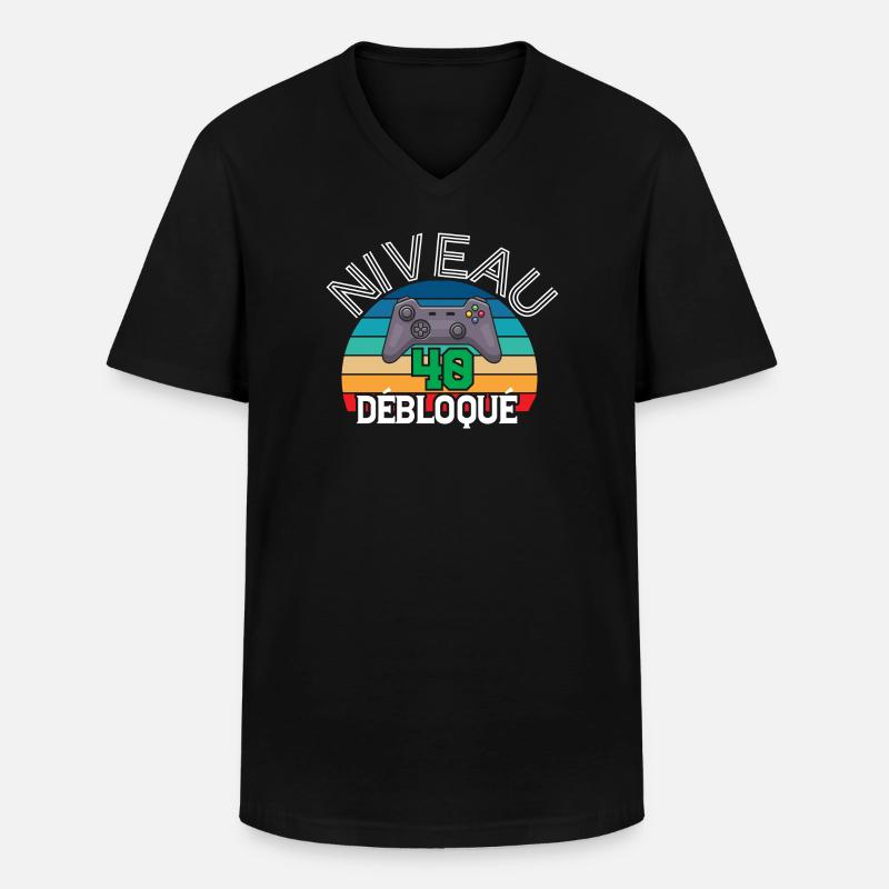 Level 40 freigeschaltet - Männer-T-Shirt mit V-Ausschnitt - Schwarz
