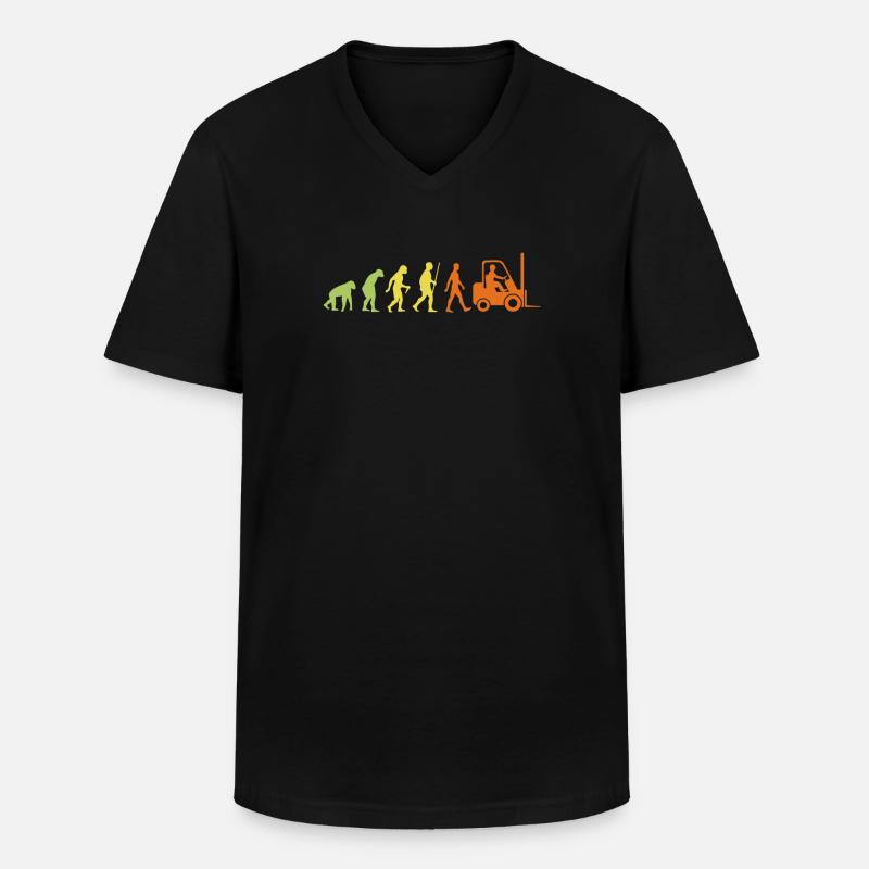 Evolution zur Gabelstapler-Arbeitskraft - Männer-T-Shirt mit V-Ausschnitt - Schwarz