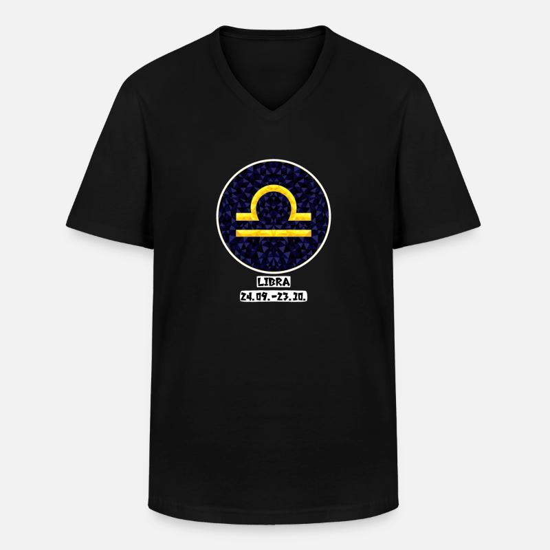 Libra 24.09.-23.10. - Männer-T-Shirt mit V-Ausschnitt - Schwarz