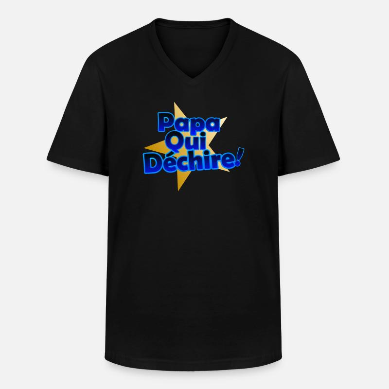 Papa Qui Déchire en Éclats - T-shirt col V Homme - noir