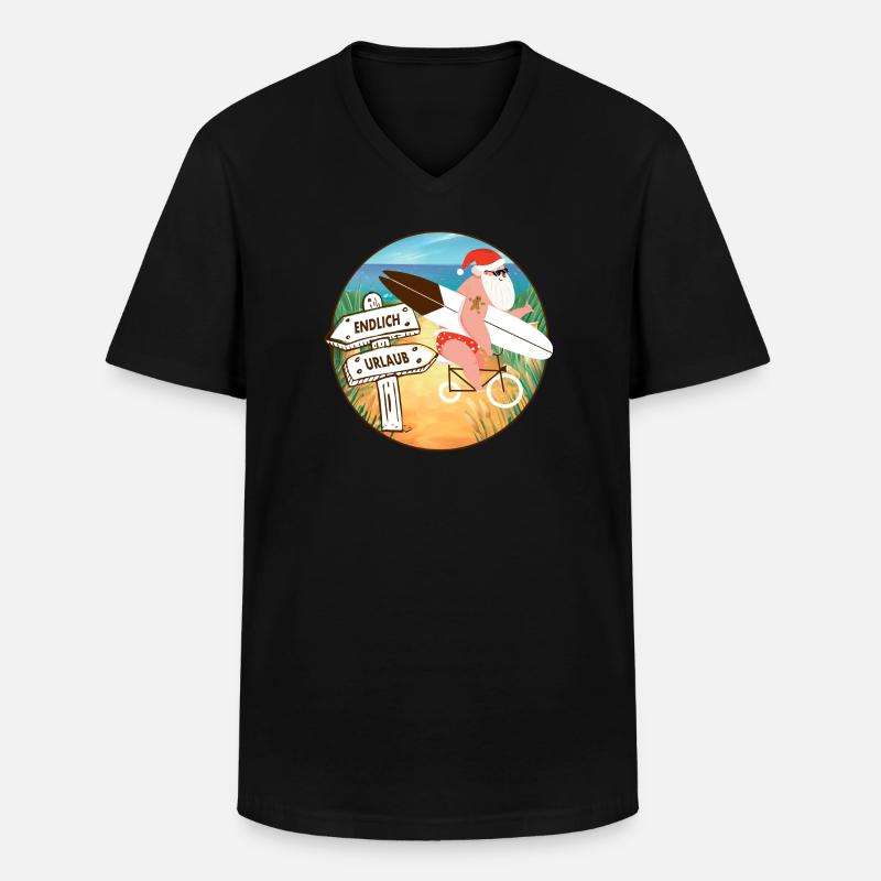 Weihnachtsmann macht Urlaub - Männer-T-Shirt mit V-Ausschnitt - Schwarz