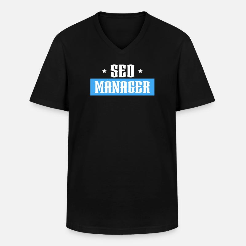 SEO Manager blau tshirt schwarz - Männer-T-Shirt mit V-Ausschnitt - Schwarz