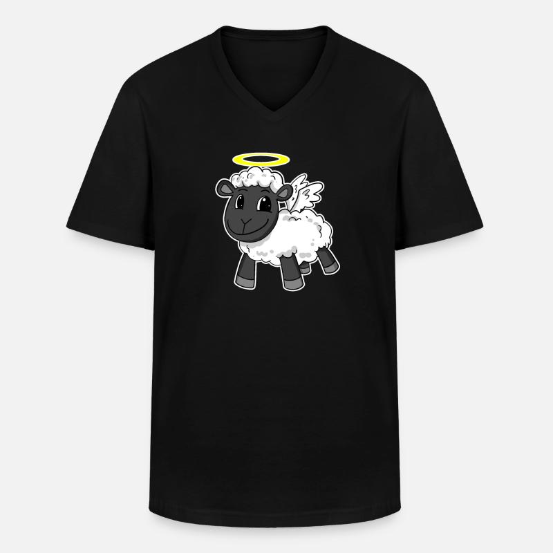 Schaf Engel - Männer-T-Shirt mit V-Ausschnitt - Schwarz