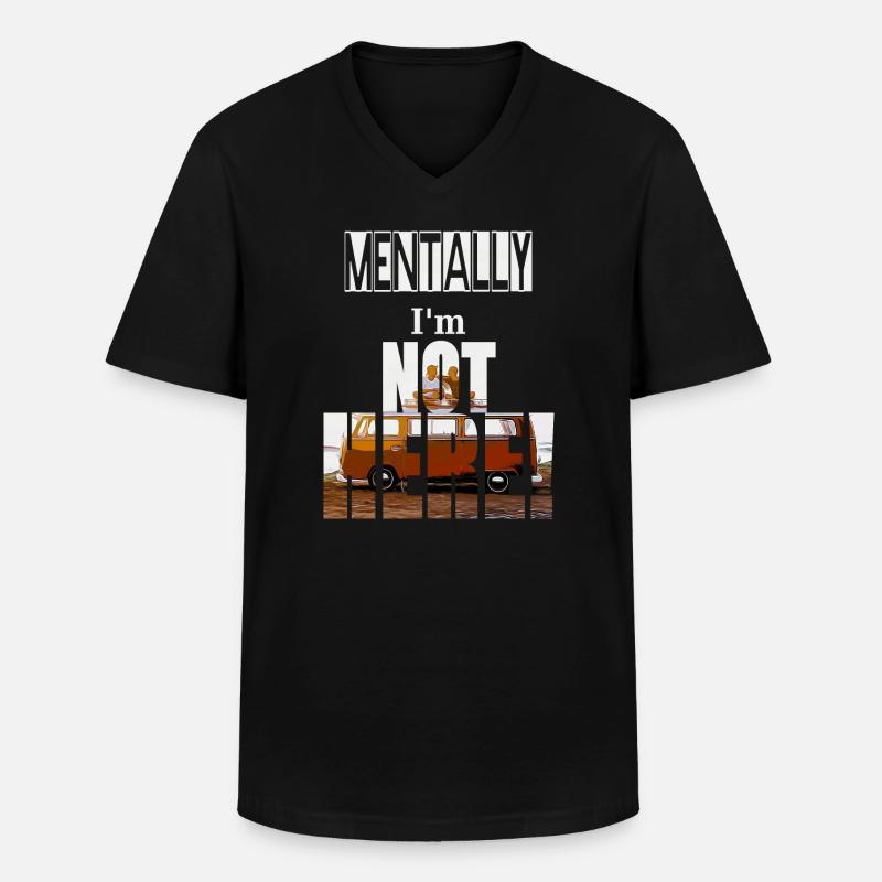 MENTALLY I'm not here - T-shirt col V Homme - noir