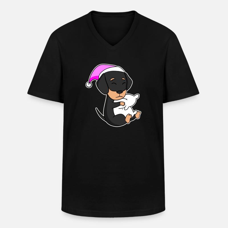 Hund Hunderasse Dackel - Männer-T-Shirt mit V-Ausschnitt - Schwarz