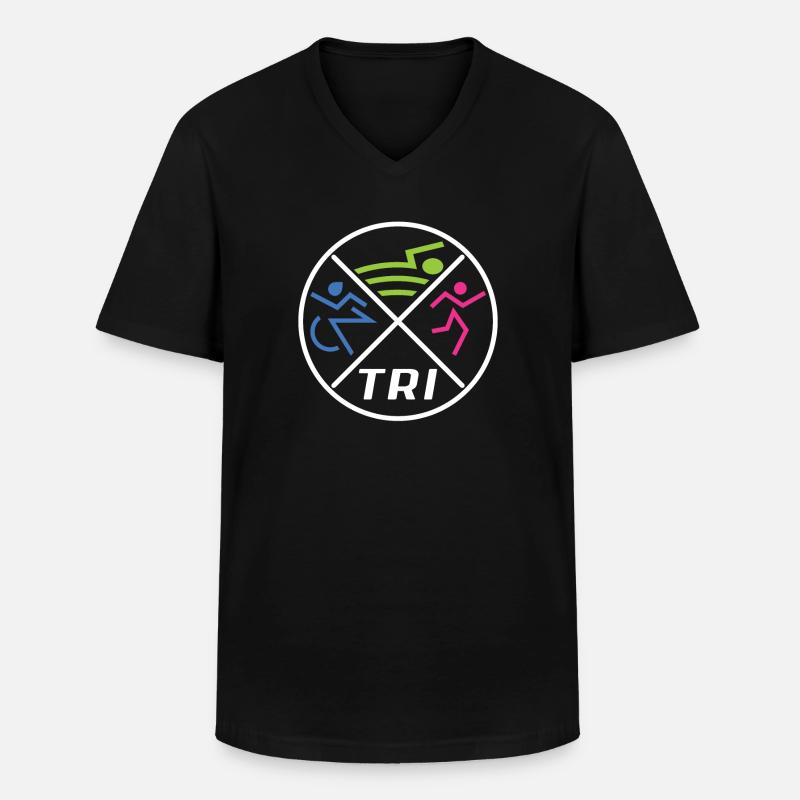 Frauen Triathlon - Männer-T-Shirt mit V-Ausschnitt - Schwarz