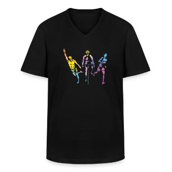 Aquarelles Femmes Triathlon - T-shirt col V Homme - noir - Devant - AI Model Male 178 dark (178cm)