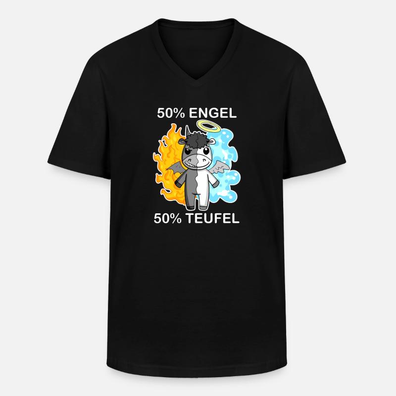 Esel - Engel und Teufel - Männer-T-Shirt mit V-Ausschnitt - Schwarz