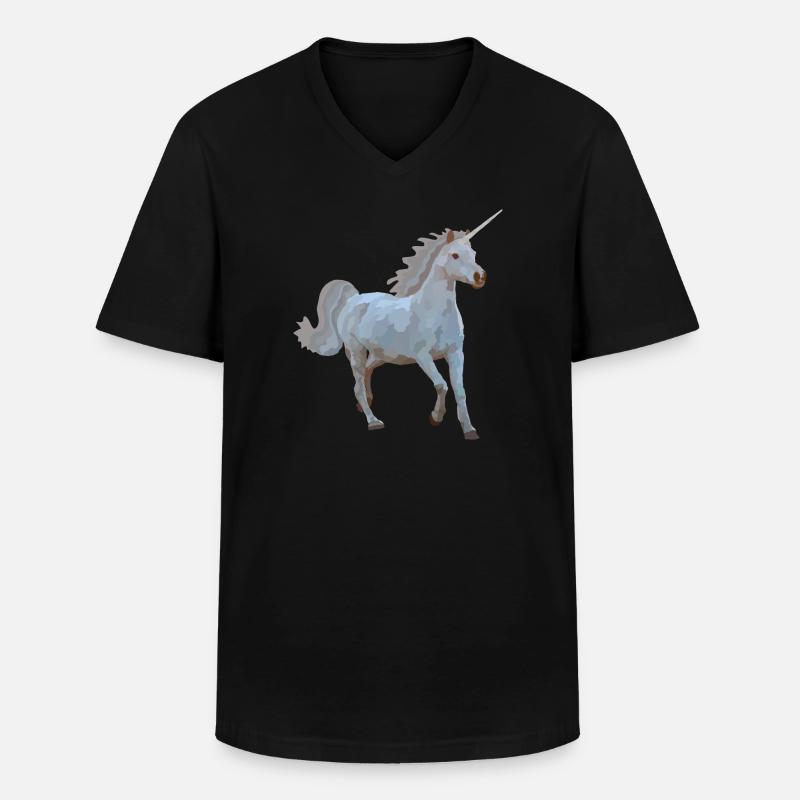 Elron, das Einhorn - Männer-T-Shirt mit V-Ausschnitt - Schwarz