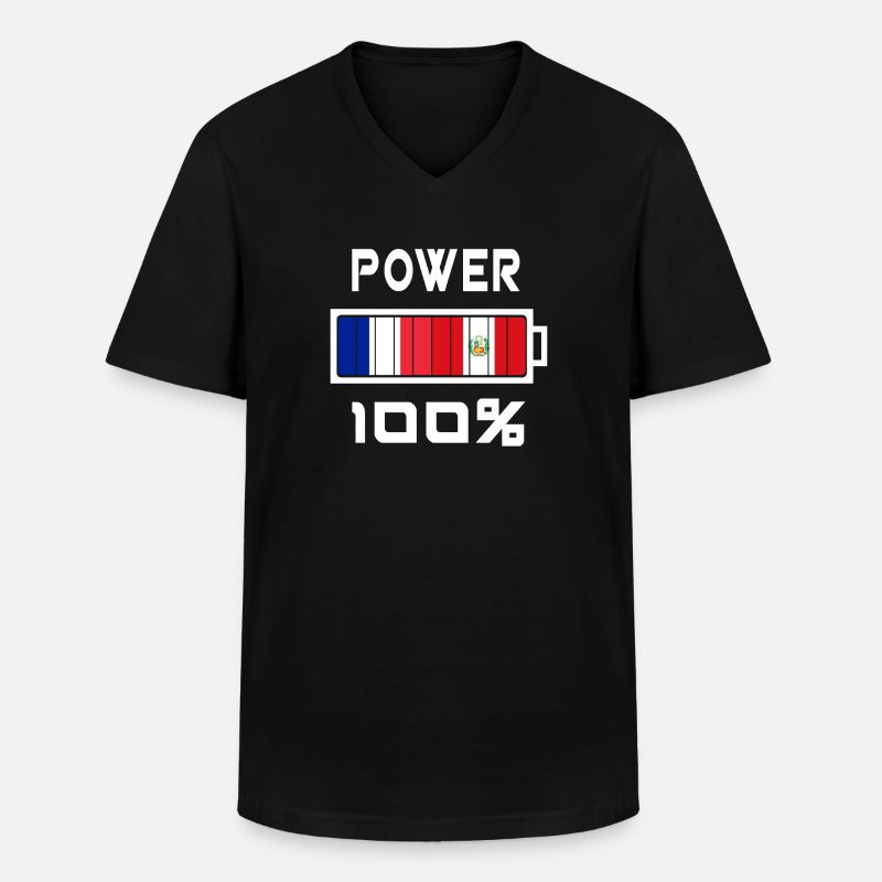 Peru und Frankreich machen 100% - Männer-T-Shirt mit V-Ausschnitt - Schwarz