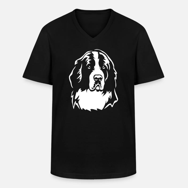 Landseer Kopf "Black Edition" - Männer-T-Shirt mit V-Ausschnitt - Schwarz