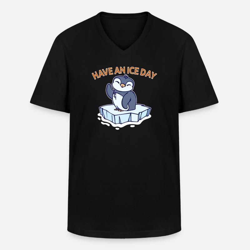 Antarktis Eis Kalt Pinguin Statement Seevogel - Männer-T-Shirt mit V-Ausschnitt - Schwarz