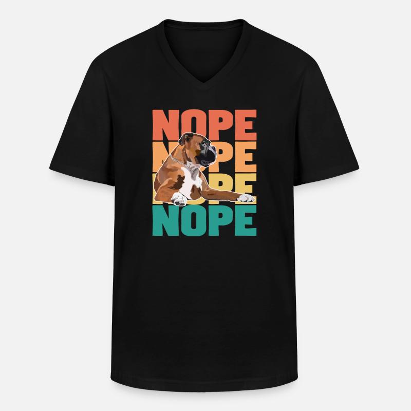 Boxerhund Nope - Männer-T-Shirt mit V-Ausschnitt - Schwarz