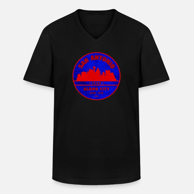 San Antonio Skyline Retro-Abzeichen - Männer-T-Shirt mit V-Ausschnitt - Schwarz