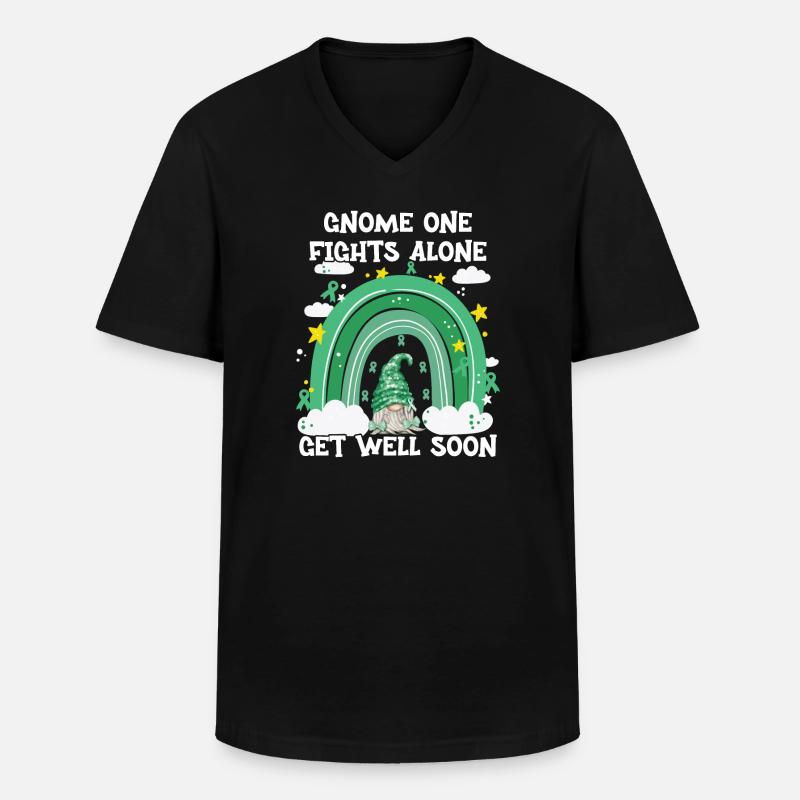 Gnome One Fights Alone Leberkrebs - Männer-T-Shirt mit V-Ausschnitt - Schwarz