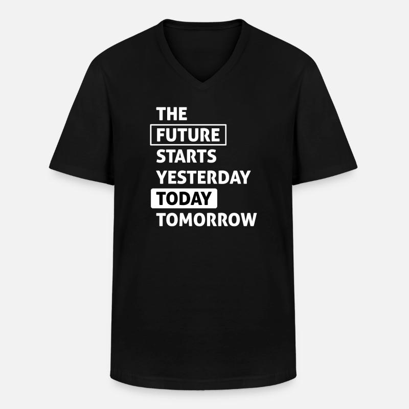 Die Zukunft beginnt heute (dunkel) - Männer-T-Shirt mit V-Ausschnitt - Schwarz